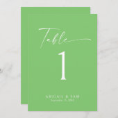 Lime Green White Text Wedding Tischnummer (Vorne/Hinten)