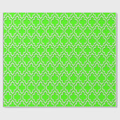 Lime Green White XL marokkanisches Quatrefolie #7D Geschenkpapier (Flach)