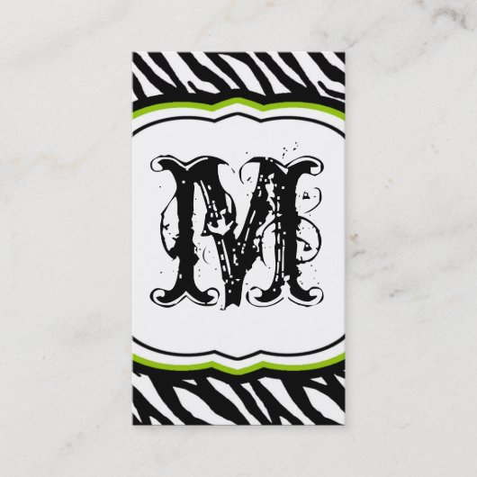 Lime Green White Zebra Print Pattern Business Card Visitenkarte (Vorderseite)