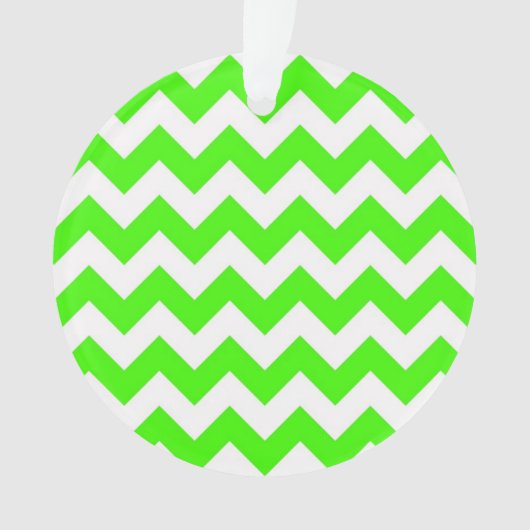 Lime Green White Zickzack Zig-Zag Muster Ornament (Vorderseite)