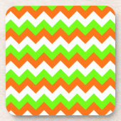 Lime Green White Zigzag Untersetzer (Vorderseite)