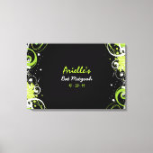 LIME GREEN WIRBEL Bat Mitzvah Memory Sign-In-Board Leinwanddruck (Vorderseite)