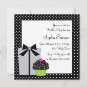 Lime Green Zebra Cake Cupcake Birthday Party Einladung (Rückseite)