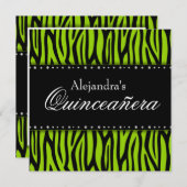 Lime Green Zebra Diamonds Quinceanera Einladung (Vorne/Hinten)