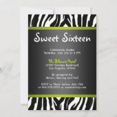 Lime Green Zebra - Foto - Sweet 16 Einladung (Rückseite)