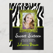 Lime Green Zebra - Foto - Sweet 16 Einladung (Vorne/Hinten)