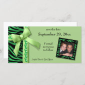 Lime Green Zebra Gems Save the Date Card (Vorne/Hinten)