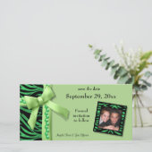 Lime Green Zebra Gems Save the Date Card (Stehend Vorderseite)