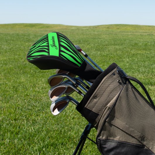 Lime Green Zebra Golf Headcover (In SItu)