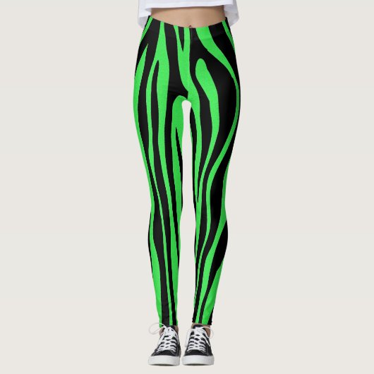 Lime Green Zebra Leggings (Vorderseite)