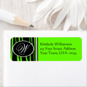 Lime Green Zebra Mit Monogramm Rücksendeadressen-A (Insitu)
