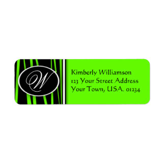 Lime Green Zebra Mit Monogramm Rücksendeadressen-A