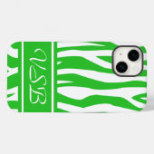 Lime Green Zebra Print mit Monogramm Case-Mate iPhone Hülle (Rückseite (Horizontal))