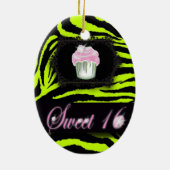 Lime Green Zebra print Sweet 16 Gift Ornament (Hinten)