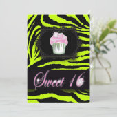 Lime Green Zebra Print Sweet 16 Party Einladungen (Stehend Vorderseite)