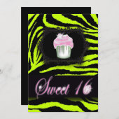 Lime Green Zebra Print Sweet 16 Party Einladungen (Vorne/Hinten)