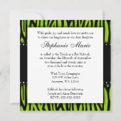 Lime Green Zebra Printed Diamonds Bat Mitzvah Einladung (Rückseite)