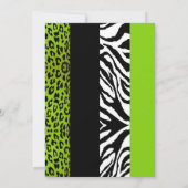 Lime Green Zebra und Leopard Print Abschluss Einladung (Rückseite)