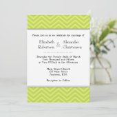 Lime Green Zickzack Wedding Einladung (Stehend Vorderseite)