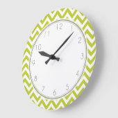 Lime Green Zigzag Stripes Muster Große Wanduhr (Winkel)