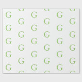Lime-Grün und Weiß-Monogramm Geschenkpapier (Flach)