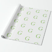 Lime-Grün und Weiß-Monogramm Geschenkpapier (Ungerollt)