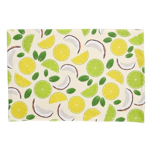 Lime lemon coconut and mint pattern happy summer kissenbezug (Vorderseite)