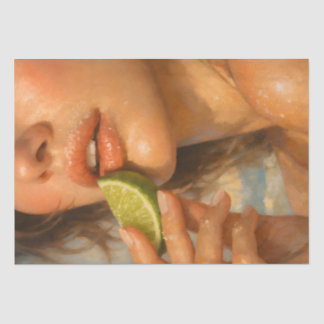 Lime Lippen Frau Sommer Strand Decoupage Papier
