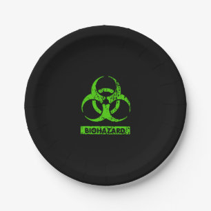 Lime Neon Grün Bio-Hazard-Chemikalien Grafik Pappteller
