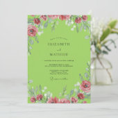 Lime Pink Blossom Hochzeit Einladung (Stehend Vorderseite)