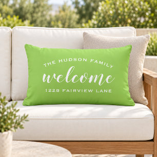 Lime Script Willkommens-Monogramm-Veranda Kissen Für Draußen