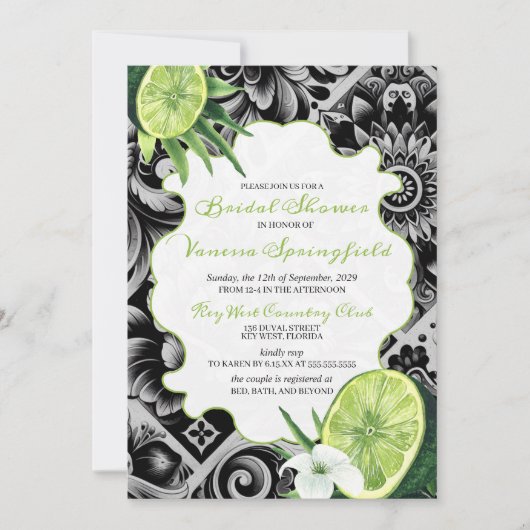 Lime Tile Bridal Shower Einladung (Vorderseite)