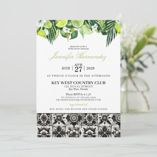Lime Tile Bridal Shower  Invitation Einladung (Stehend Vorderseite)