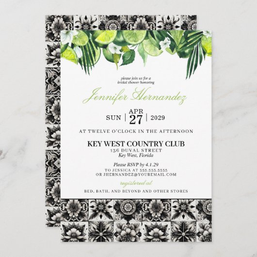 Lime Tile Bridal Shower Invitation Einladung (Vorne/Hinten)