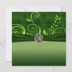 Lime- und Grüner Samt-Hochzeitswirbel Einladung