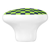 Lime- und marineblaues Schachbrettmuster Keramikknauf (Seitenansicht)