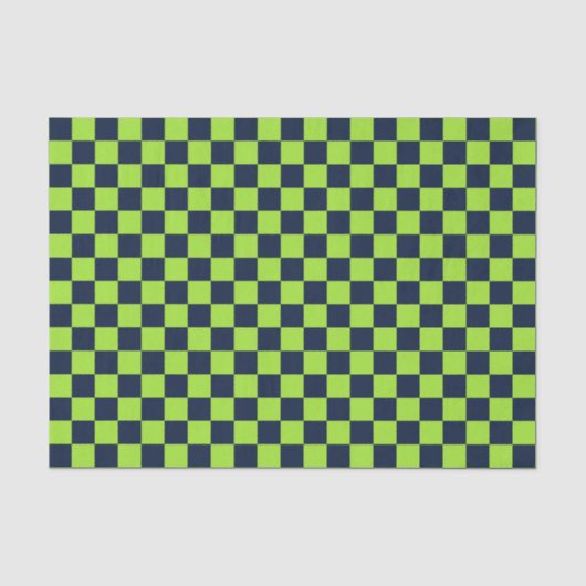 Lime- und Navy-Karo-Muster Seidenpapier (Vorderseite)