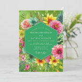 Lime Vibrant Bloom Wedding Einladung (Stehend Vorderseite)