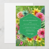 Lime Vibrant Bloom Wedding Einladung (Vorne/Hinten)