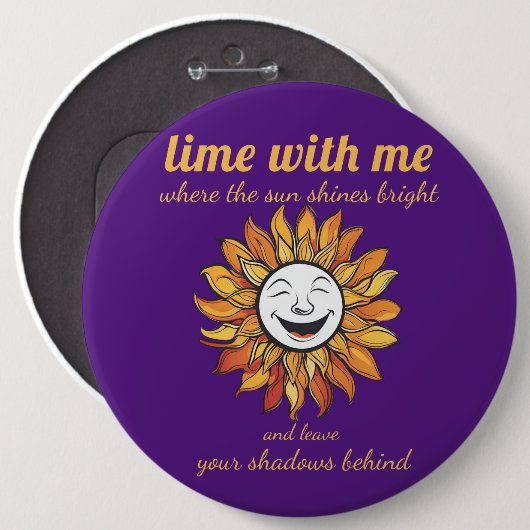 Lime with me - Lachen der Sonne, Positive Energie Button (Vorne & Hinten)