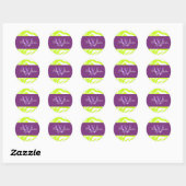 Lime-Zebra-/Monogramm-Aufkleber Runder Aufkleber (Blatt)