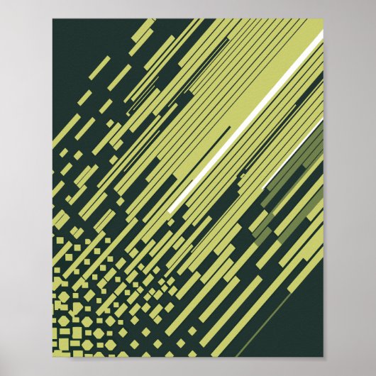 Limegrüne digitale Bewegungslinien auf dunklem Hin Poster (Vorne)