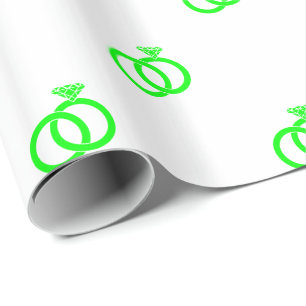 Limegrüne Eheringe auf Weiß Geschenkpapier
