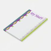 Limegrüne Herzen mit Lila Post-it Klebezettel (angewinkelt)