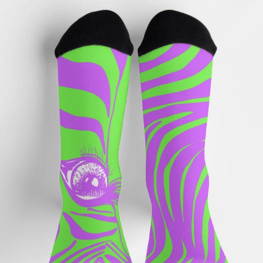 Limegrüne unpassende Zebrasocken Socken (Oben)