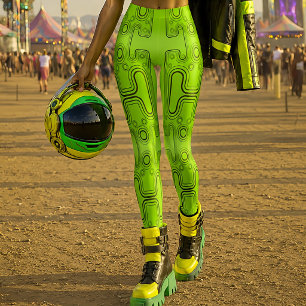 Limegrüner mechanischer Android-Zukunftsroboter Leggings