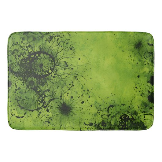 Limegrünes Grunge mit schwarzen Akzenten Badematte (Vorderseite)
