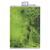 Limegrünes Grunge mit schwarzen Akzenten Flachmann (Rückseite)