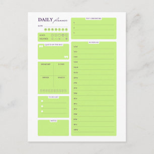 Limegrünes minimalistisches Tagesplanertemplate Postkarte