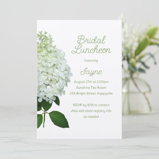 Limelight Hydrangea Bridal / Polterabend Einladung (Stehend Vorderseite)